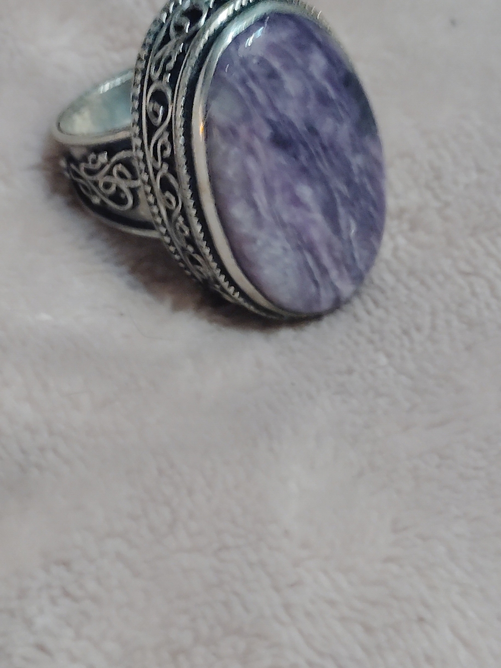 Silver Filigree Ring with Purple Stone